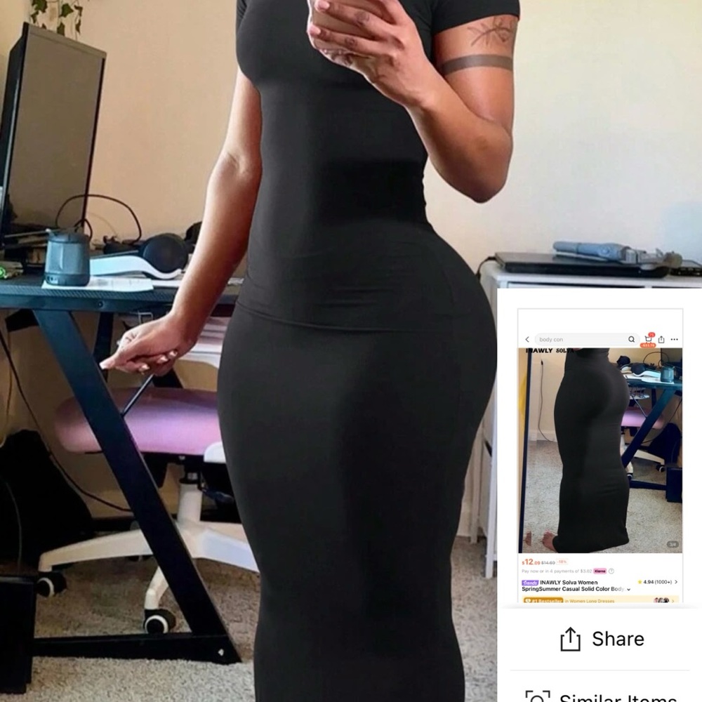 Elegant spring / summer solid color body con dress